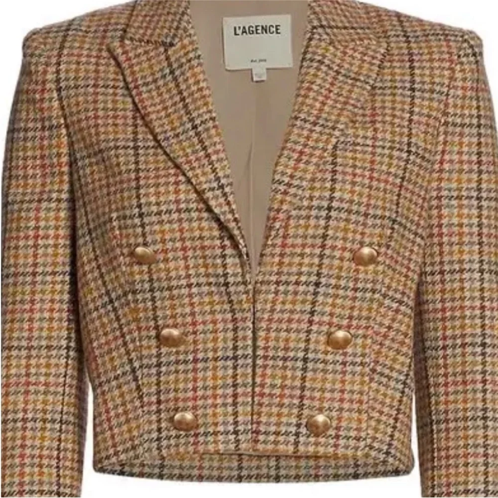 L'AGENCE Multicolor Plaid Double-Breasted Blazer - Picture 3 of 16